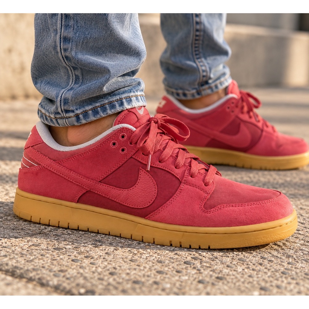 Nike SB Dunk Low Pro Adobe Gum Sole Red Suede Skate Shoes DV5429-600 Mens 14
